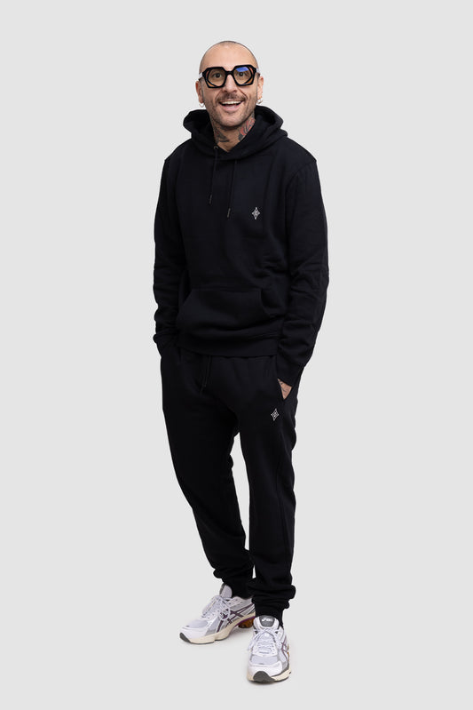 TUTA NERA REGULAR LOGO IN COTONE ORGANICO