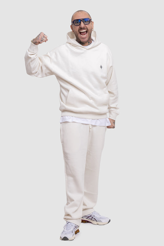 TUTA AVORIO OVERSIZE LOGO IN COTONE ORGANICO