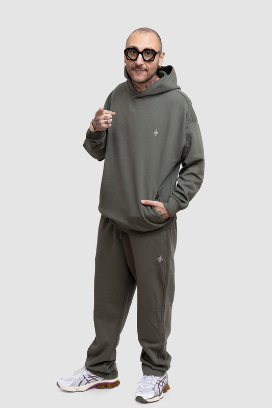 TUTA VERDE OVERSIZE LOGO IN COTONE ORGANICO