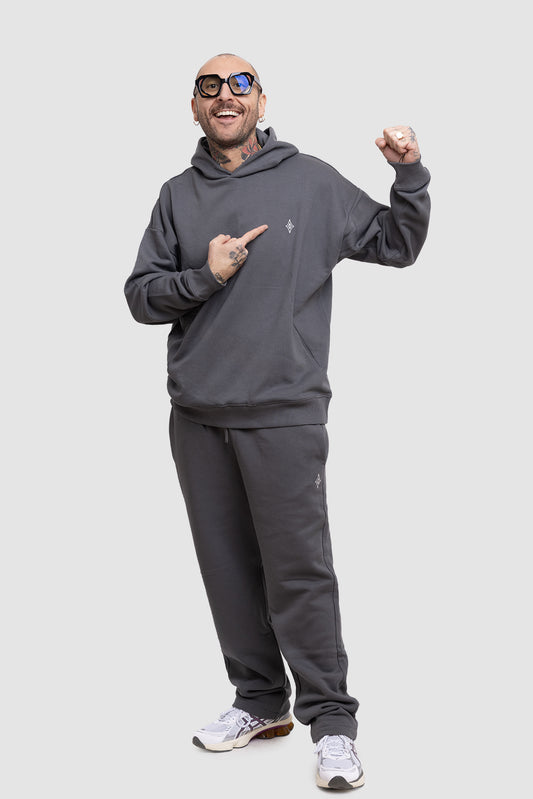 TUTA GRIGIA OVERSIZE LOGO IN COTONE ORGANICO