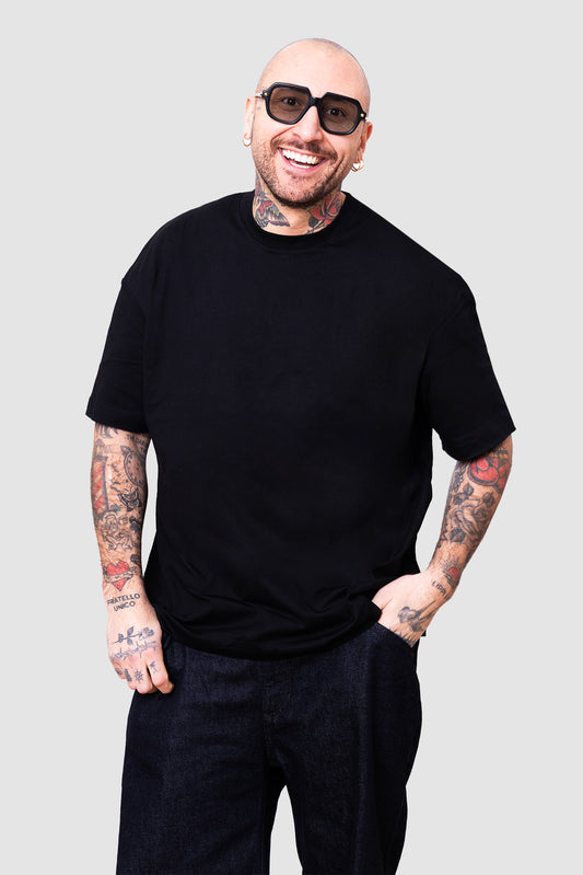 T-shirt oversize nera cotone organico